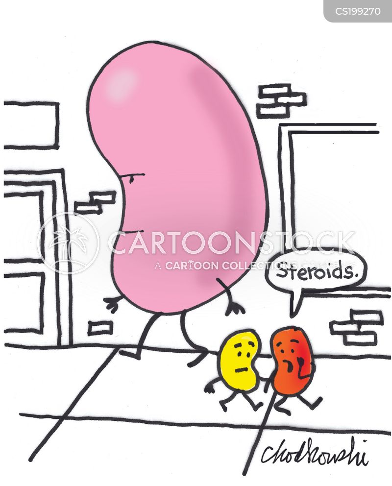 a huge jellybean passing two regular jellybeans while walking down the street. One of the twosome whispers to the other, “Steroids.”