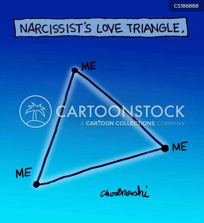 A love triangle against a blue gradient. Each point of the triangle is labeled “ME.”