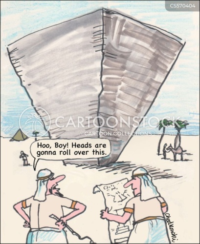 Building Gone Wrong. "Heads are gonna roll over this," says one pyramid inspector to another. They face a pyramid built upside-down.