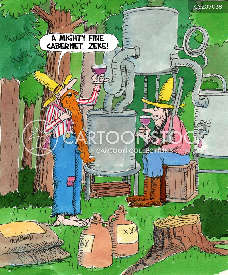 Zeke and his buddy are at their wine distillery in the woods. In a taset test, the buddy is giving rave reviews to their new batch of Cabernet.