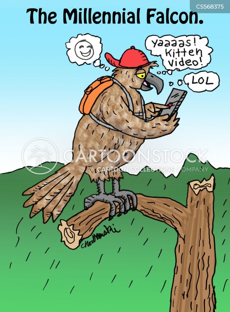 Next generation bird-of-prey watches kitten videos on smart phone rather than look for real prey.